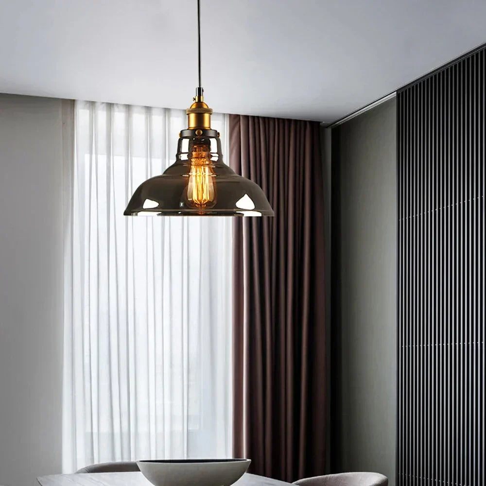 Suspension en verre rétro industrielle — Luminaire suspendu