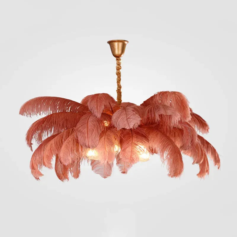 Lámpara colgante Art Deco — Latón/plumas de 8 colores para dormitorio/comedor de lujo - Flindria