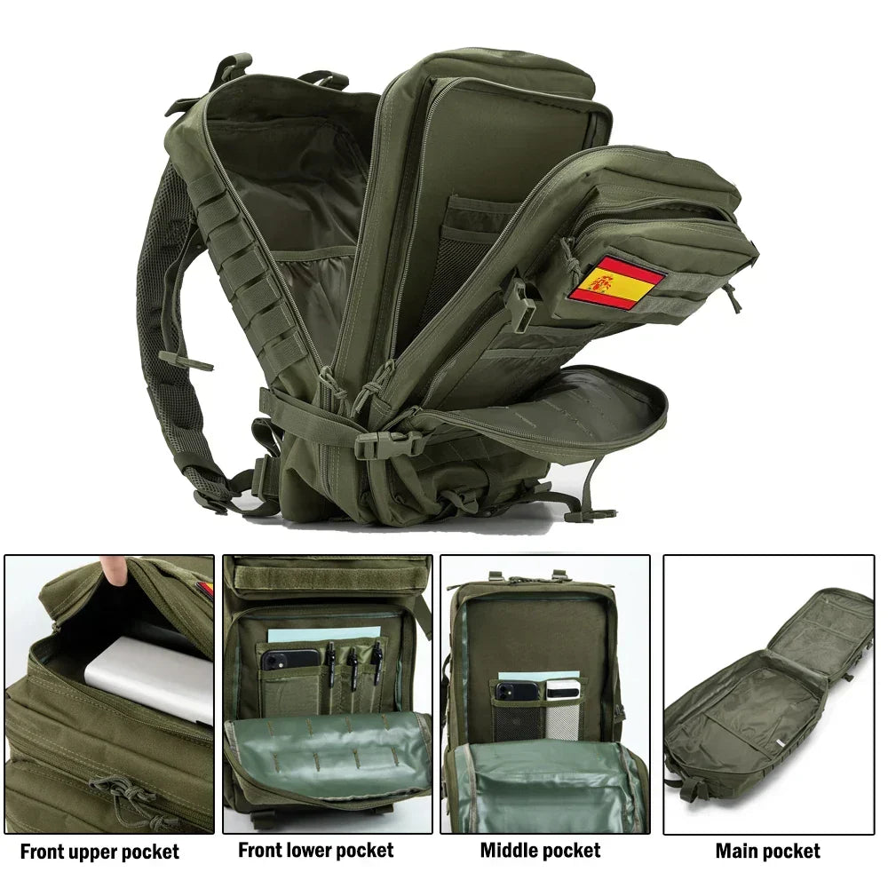 Rucsac tactic MOLLE de 45L — capacitate mare, suporturi pentru pahare