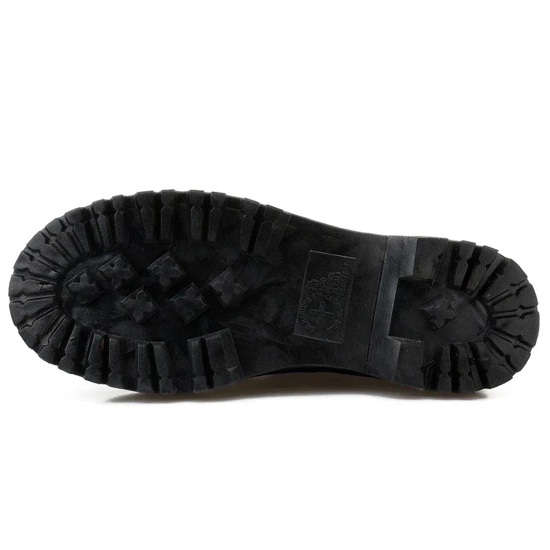 Women’s Genuine Leather Platform Boots, Front Zipper, Optical Soles