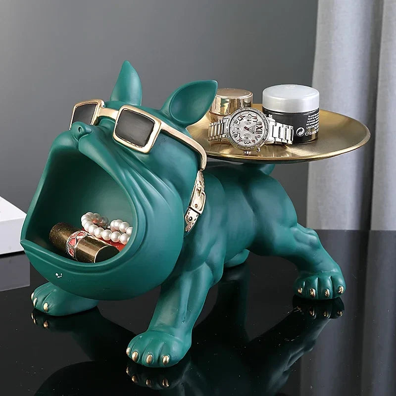 30 cm:n hartsinen bulldoggisäilytyslaatikko - koirapatsas, eläinaiheinen koriste