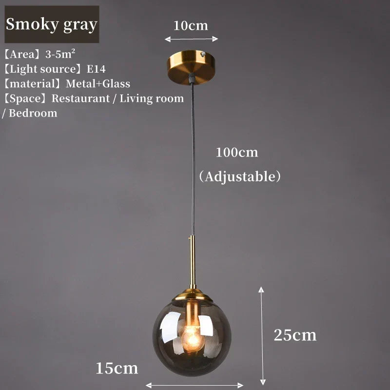 Moderne nordisk pendellampe i glas - LED-belysning med metalarmatur