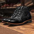 Handgefertigte Herrenstiefel aus Leder von UXST — Retro-Stil mit runder Spitze und knöchelhohem Schaft