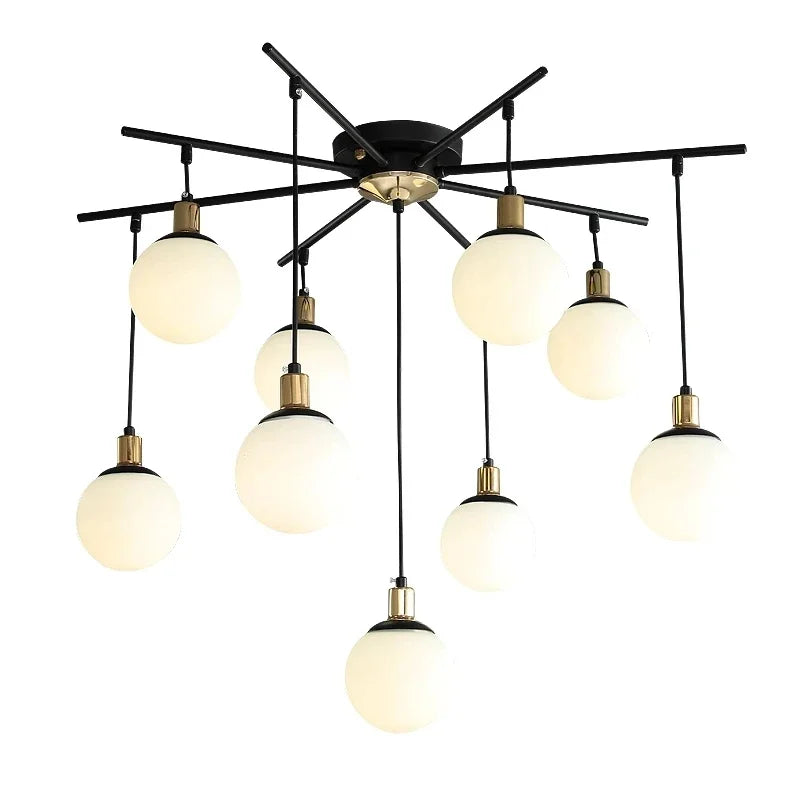 Velora LED Glas-Chandelier für das Wohnzimmer, moderne Pendelleuchte