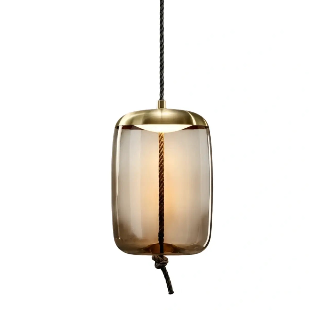 Modern Blue/Amber Pendant Light - Decorative Glass Geometric Living Room - Flindria
