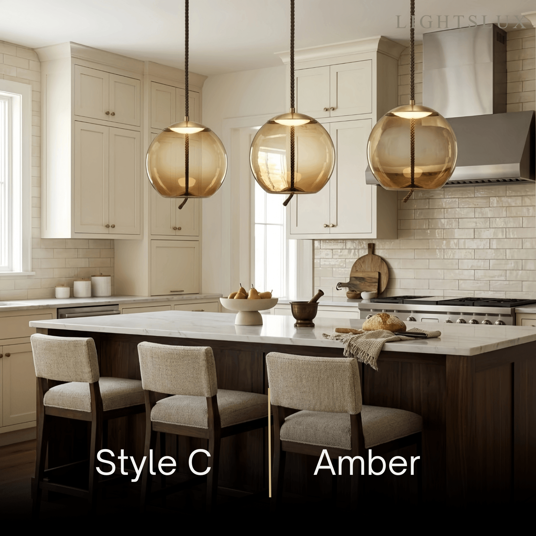 Modern Blue/Amber Pendant Light - Decorative Glass Geometric Living Room - Flindria