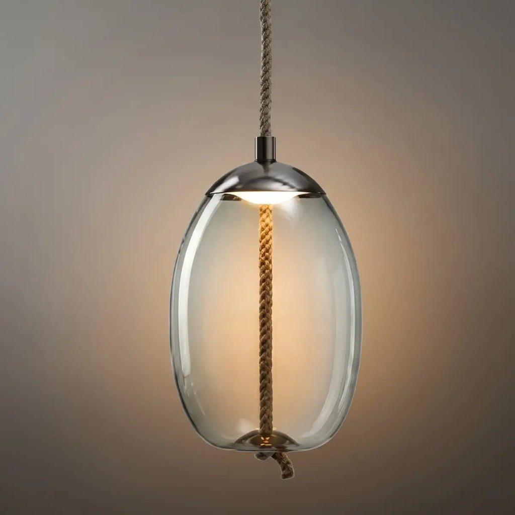 Modern Blue/Amber Pendant Light - Decorative Glass Geometric Living Room - Flindria
