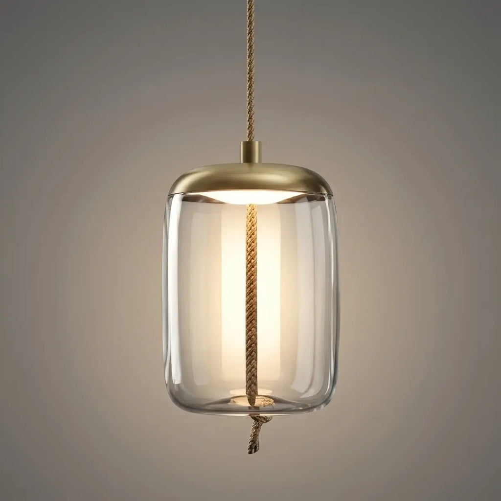 Modern Blue/Amber Pendant Light - Decorative Glass Geometric Living Room - Flindria