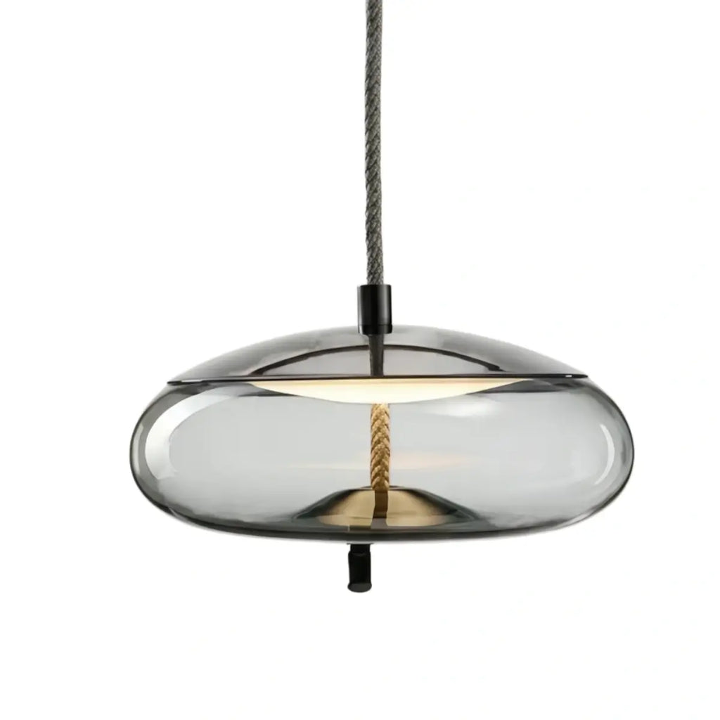 Modern Blue/Amber Pendant Light - Decorative Glass Geometric Living Room - Flindria
