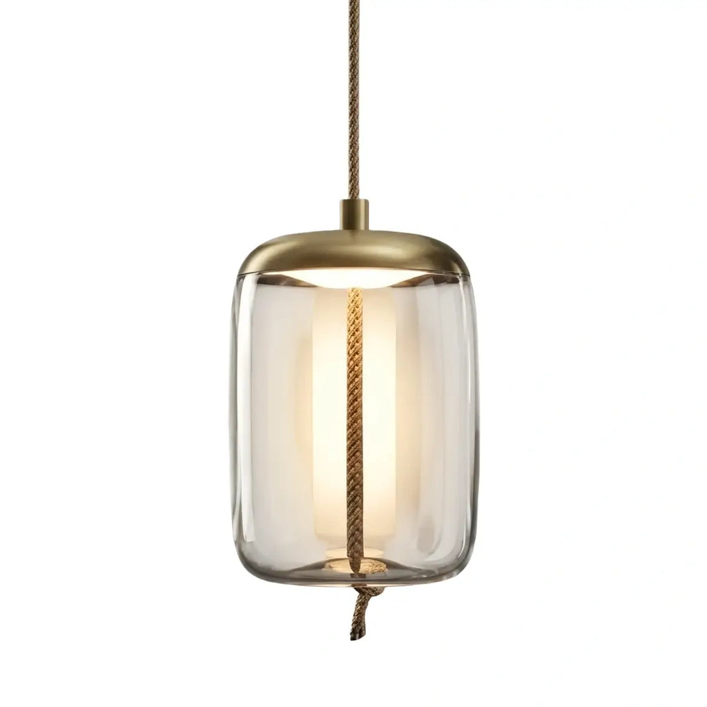 Modern Blue/Amber Pendant Light - Decorative Glass Geometric Living Room - Flindria