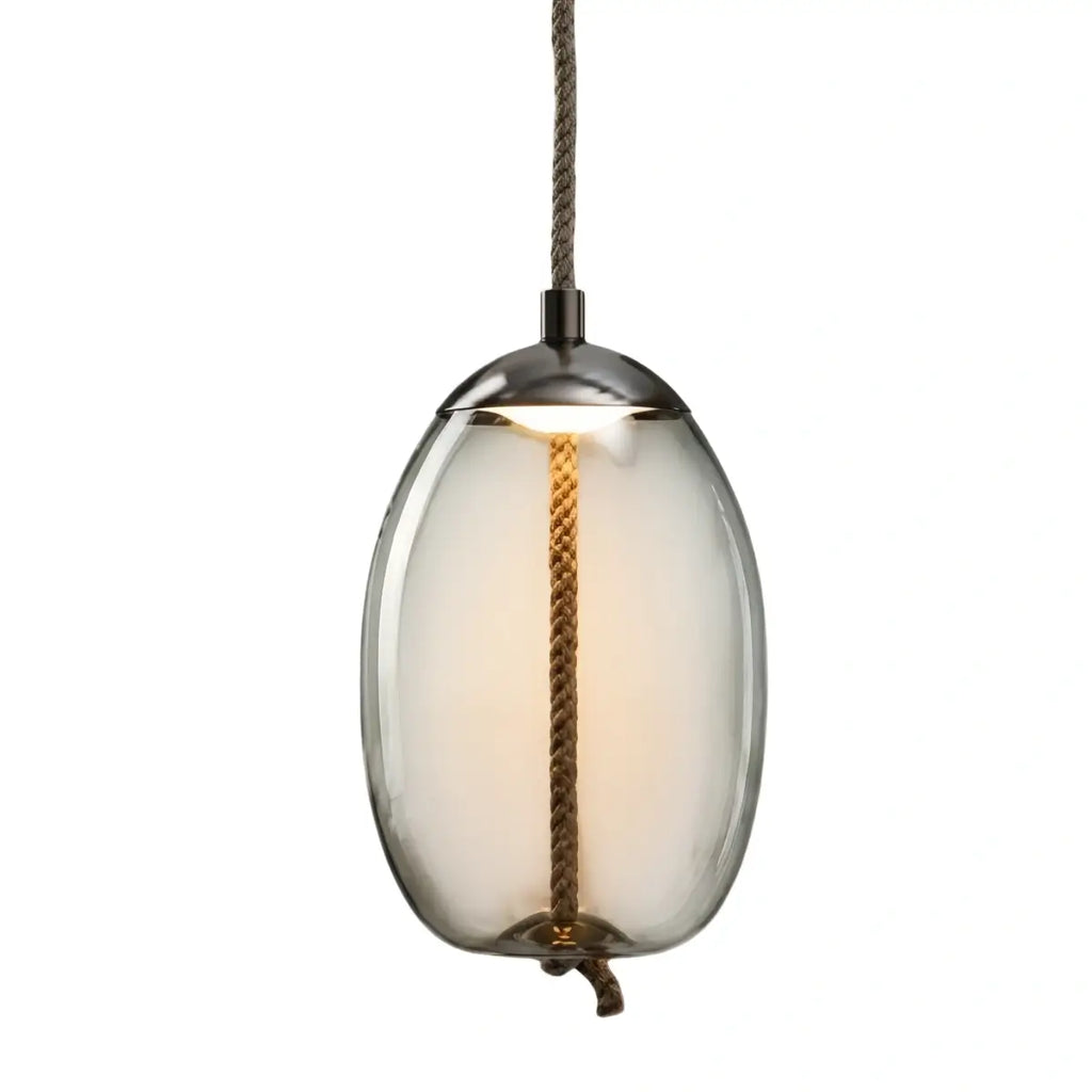 Modern Blue/Amber Pendant Light - Decorative Glass Geometric Living Room - Flindria