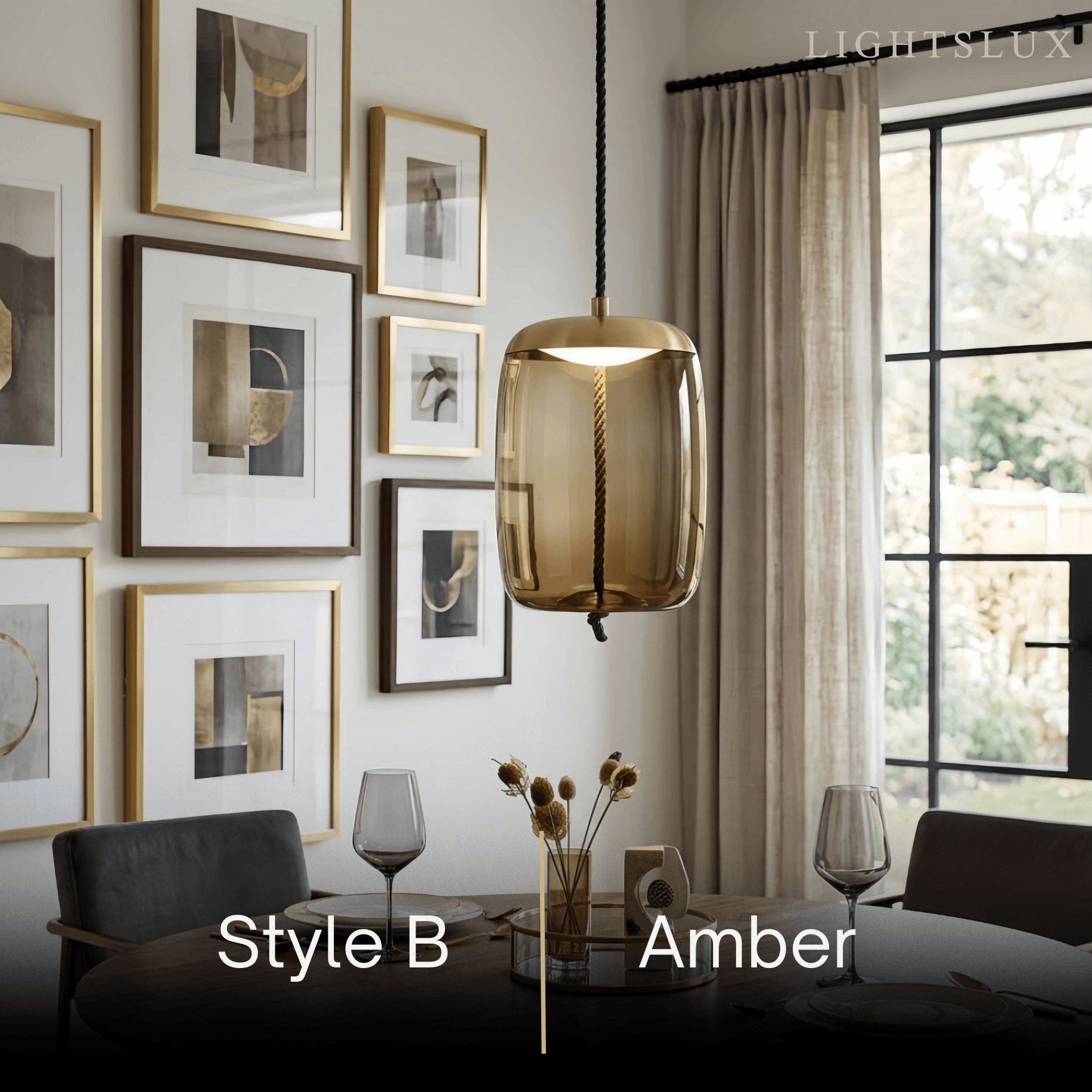 Modern Blue/Amber Pendant Light - Decorative Glass Geometric Living Room - Flindria