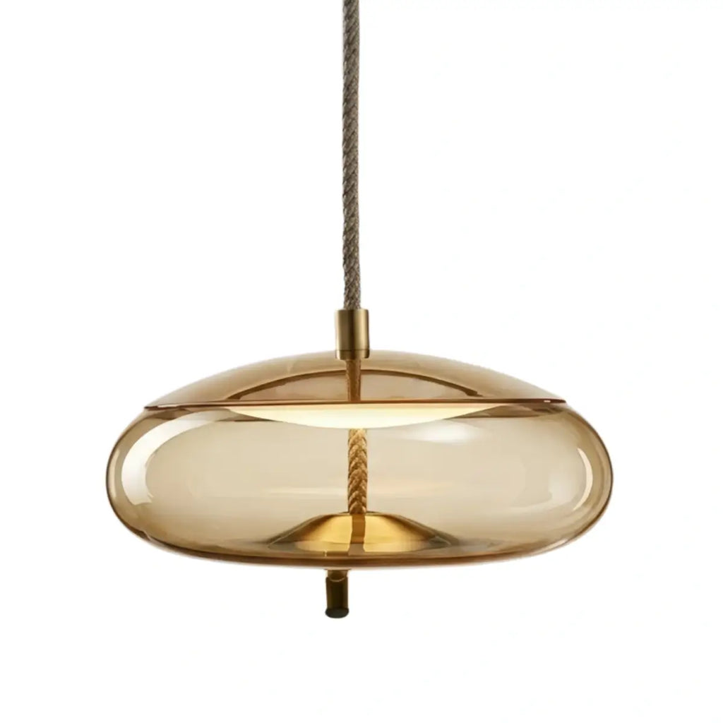 Modern Blue/Amber Pendant Light - Decorative Glass Geometric Living Room - Flindria