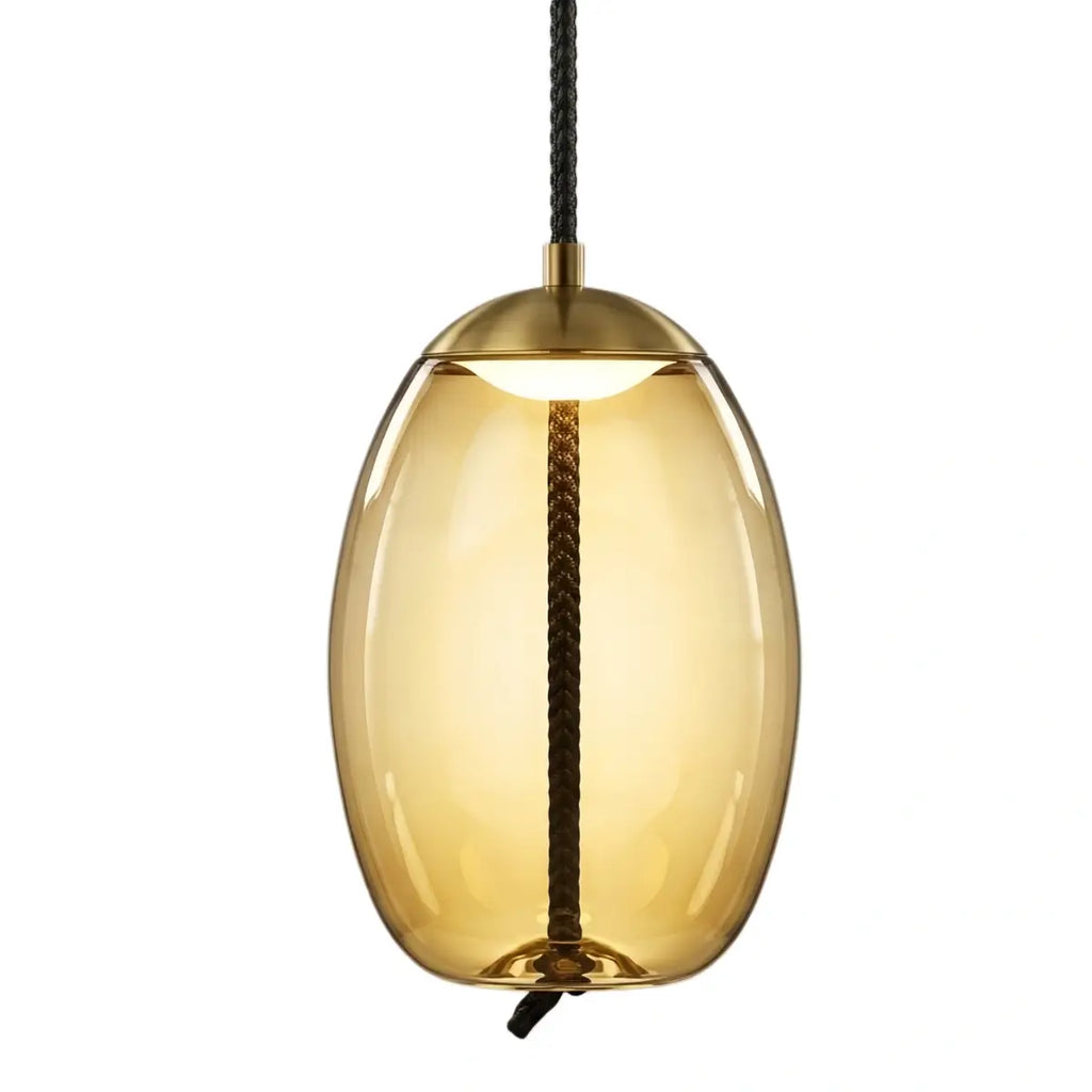 Modern Blue/Amber Pendant Light - Decorative Glass Geometric Living Room - Flindria