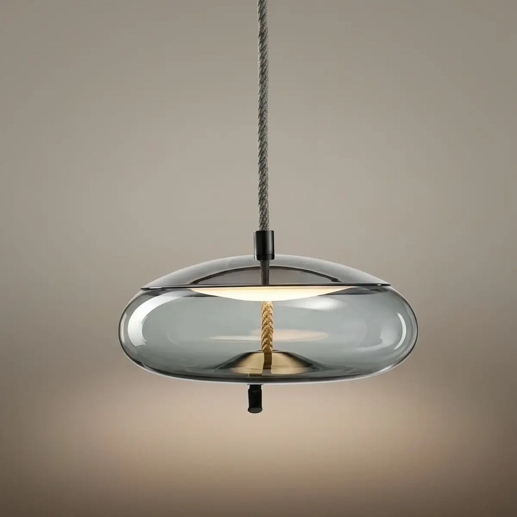 Modern Blue/Amber Pendant Light - Decorative Glass Geometric Living Room - Flindria