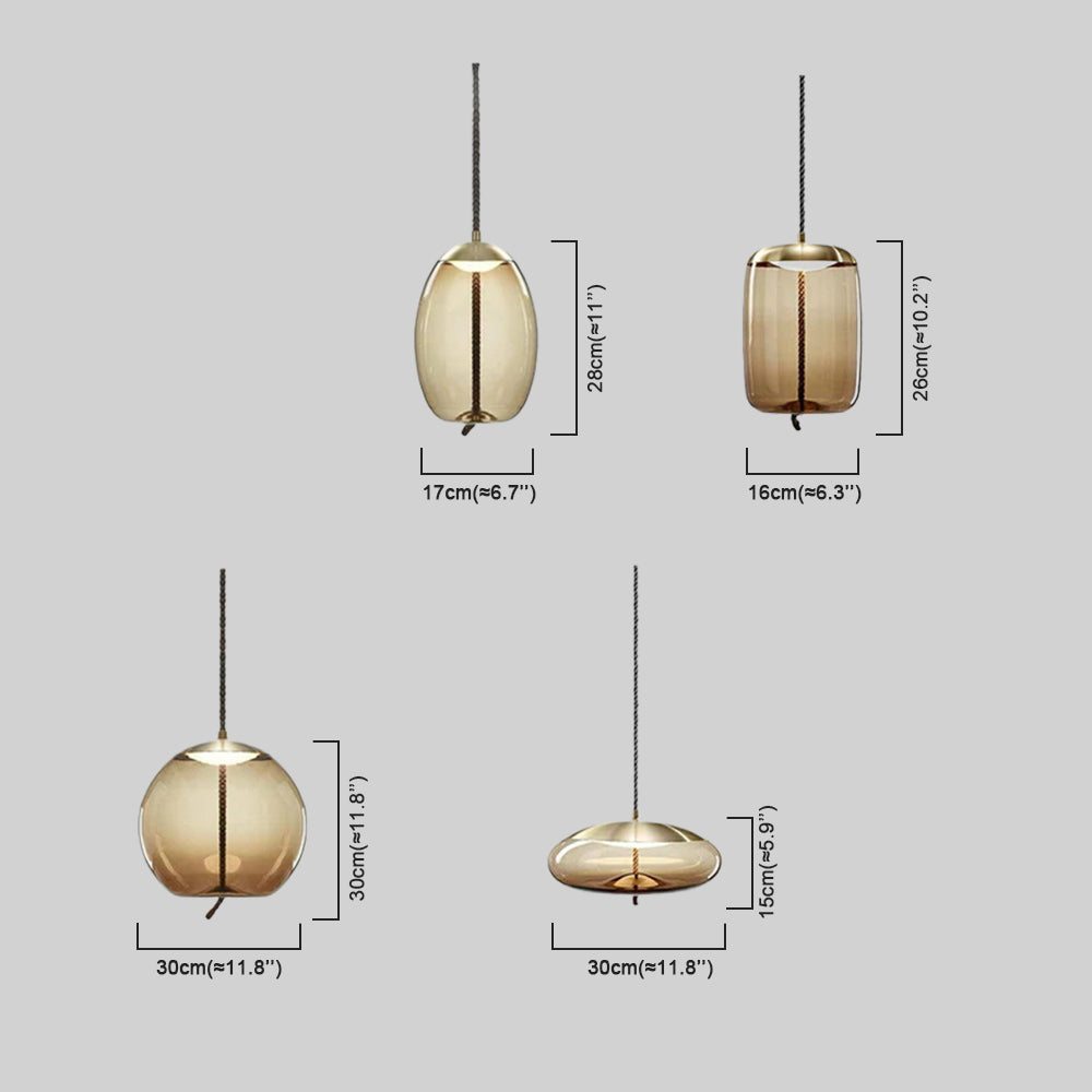 Modern Blue/Amber Pendant Light - Decorative Glass Geometric Living Room - Flindria