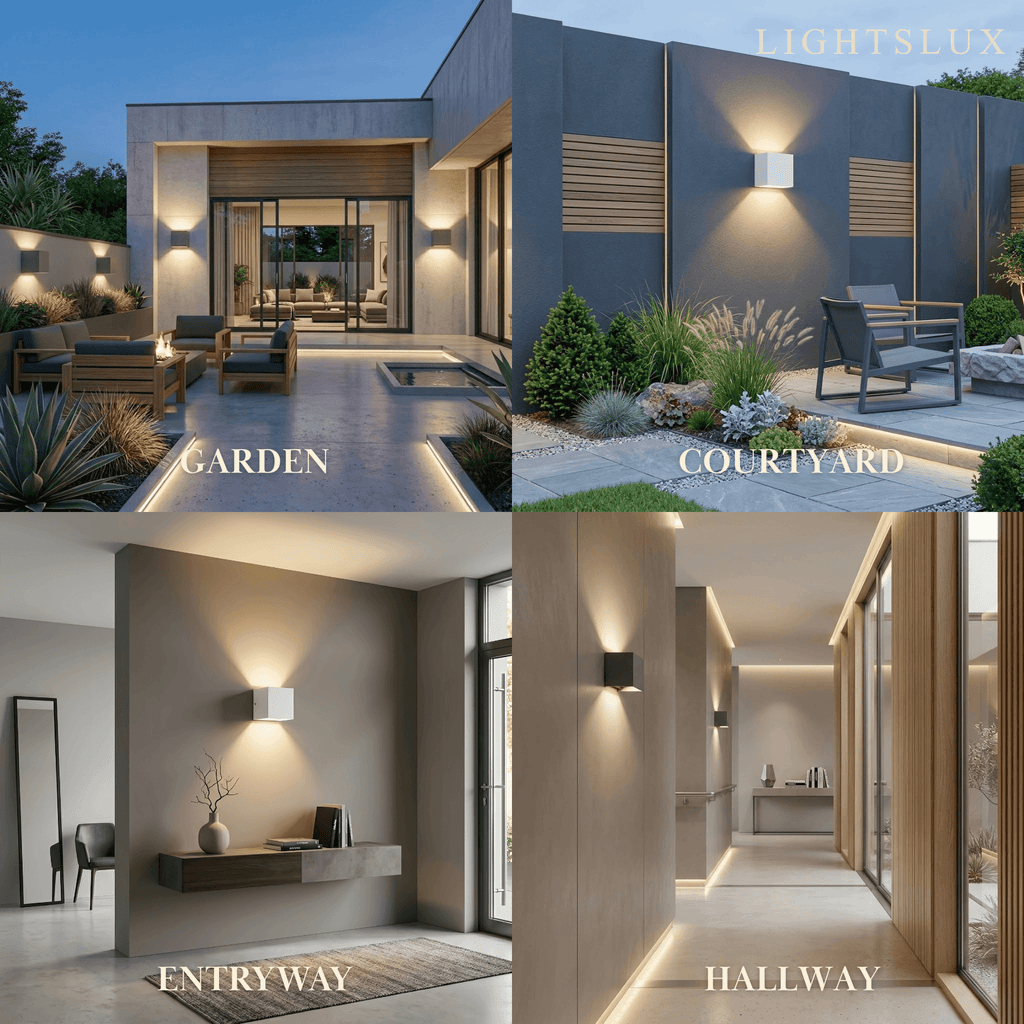 Modern Outdoor Wall Light - Metal Design in Black/White/Grey for Corridor - Flindria
