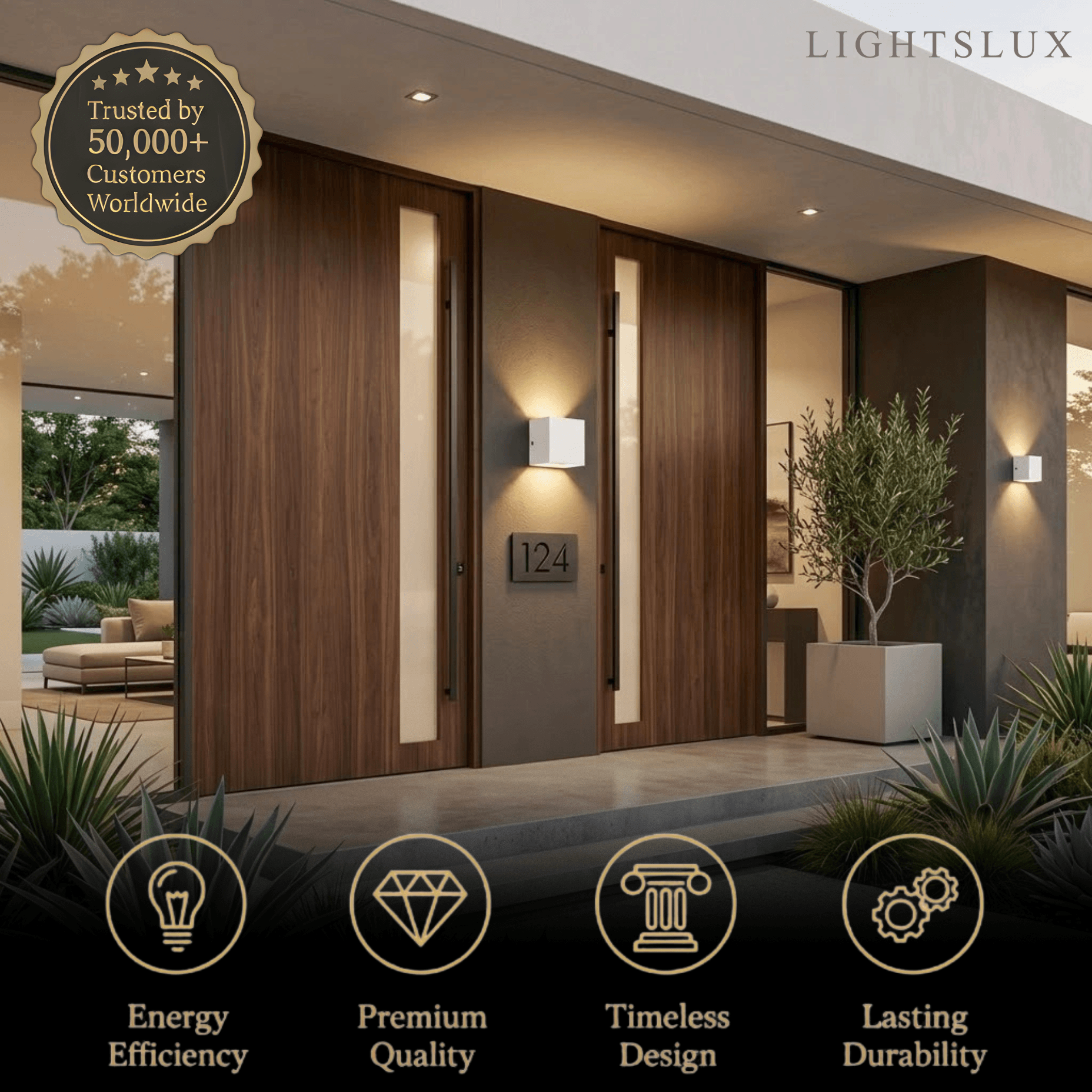 Modern Outdoor Wall Light - Metal Design in Black/White/Grey for Corridor - Flindria