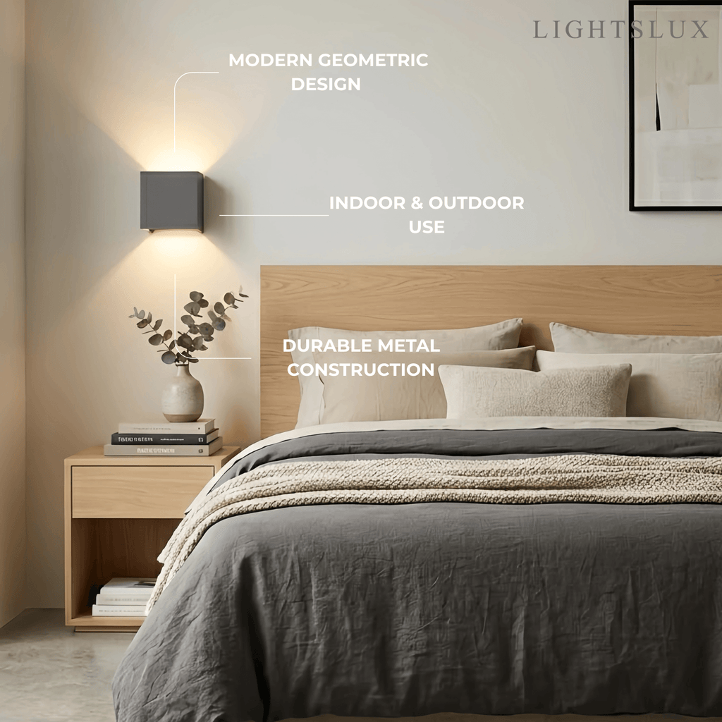 Modern Outdoor Wall Light - Metal Design in Black/White/Grey for Corridor - Flindria