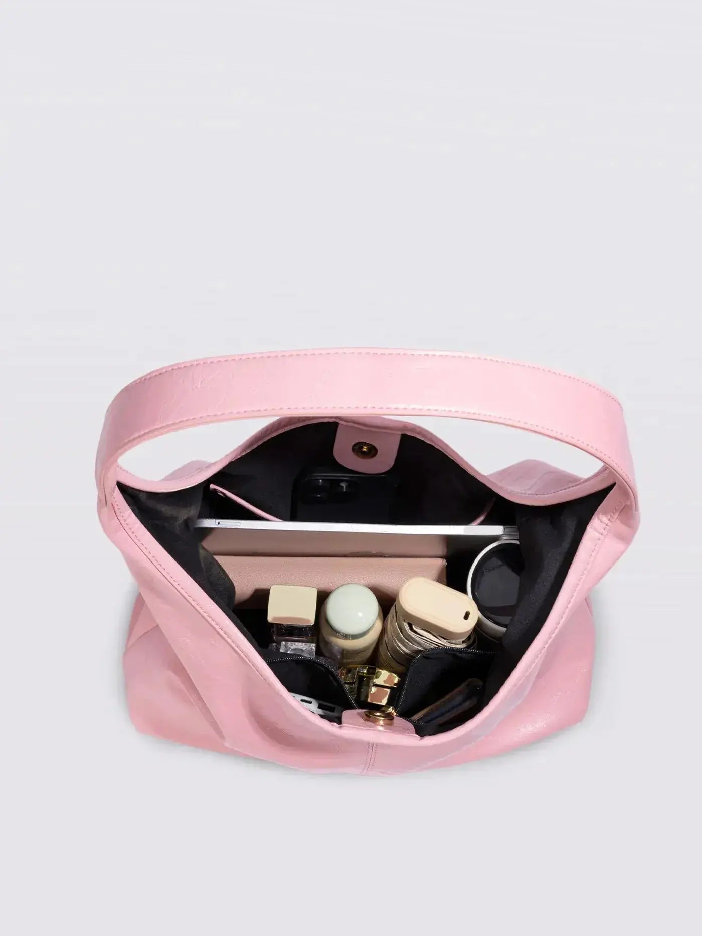 Saco de couro vintage envelhecido — inclui estojo de cosméticos