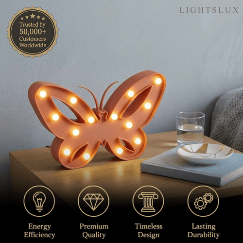 Candeeiro de Mesa Rosa Art Deco – Design de Borboleta em ABS para Quarto - Flindria
