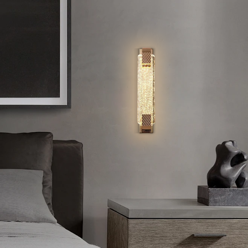 Modern Luxury Wall Lamp – Gold Crystal Rectangular Light for Living Room - Flindria