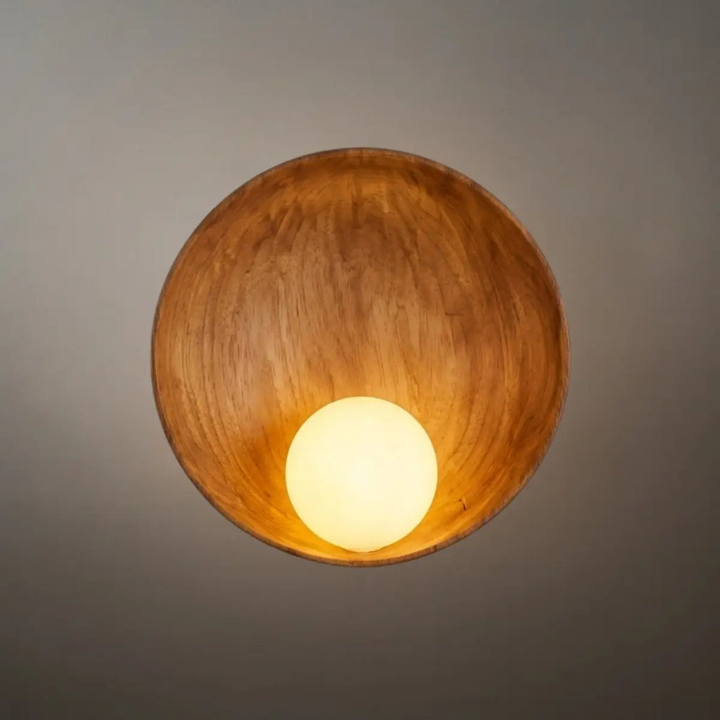 Minimalist Rustic Bowl Wall Lamp — Natural Resin & Metal with Warm Glow Bedroom - Flindria