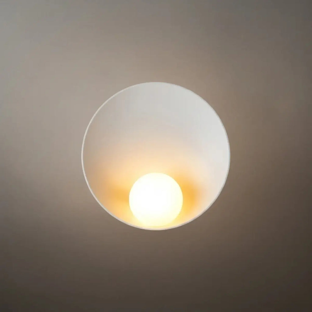 Minimalist Rustic Bowl Wall Lamp — Natural Resin & Metal with Warm Glow Bedroom - Flindria