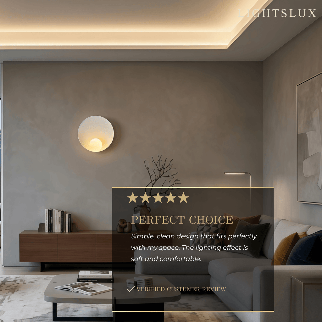 Minimalist Rustic Bowl Wall Lamp — Natural Resin & Metal with Warm Glow Bedroom - Flindria