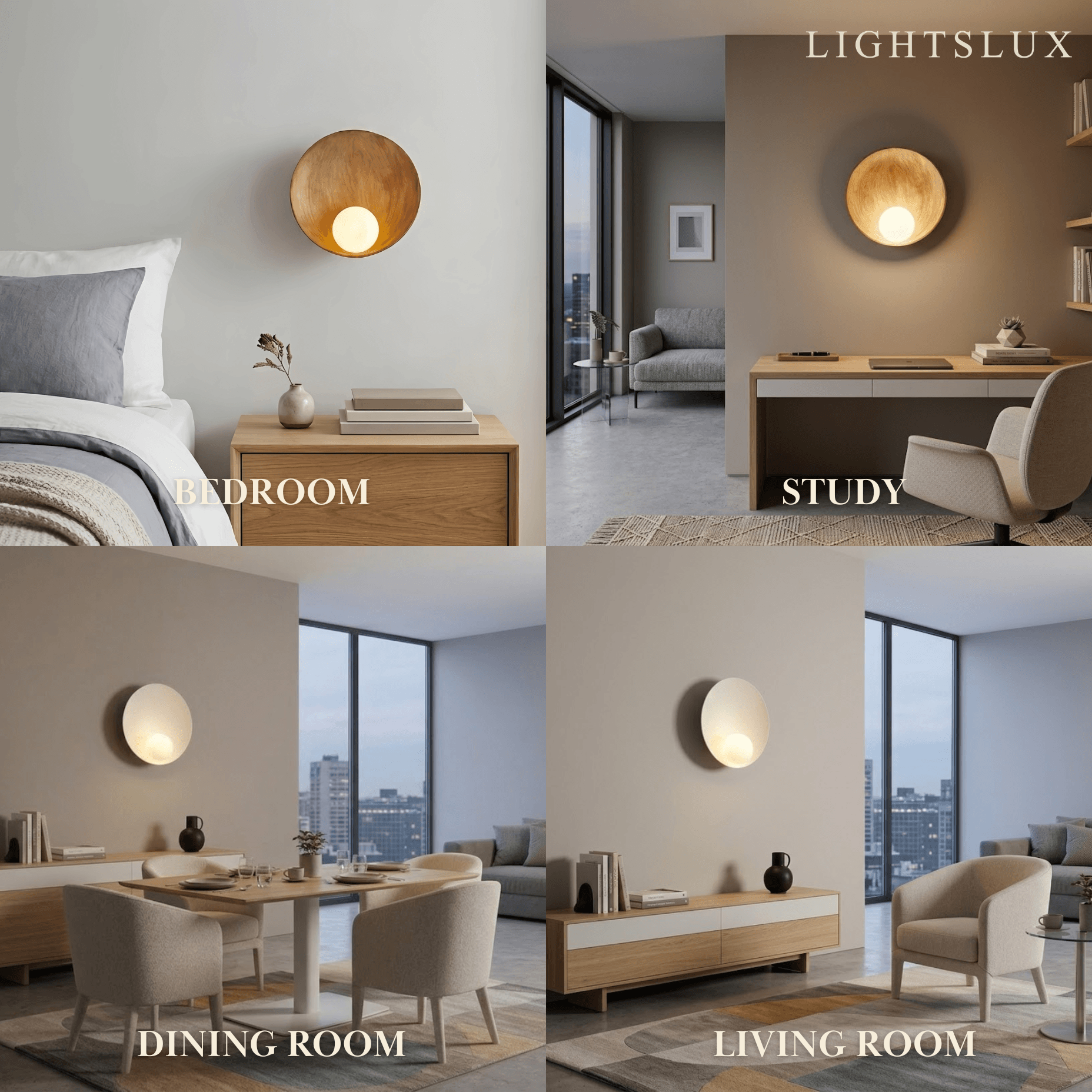 Minimalist Rustic Bowl Wall Lamp — Natural Resin & Metal with Warm Glow Bedroom - Flindria