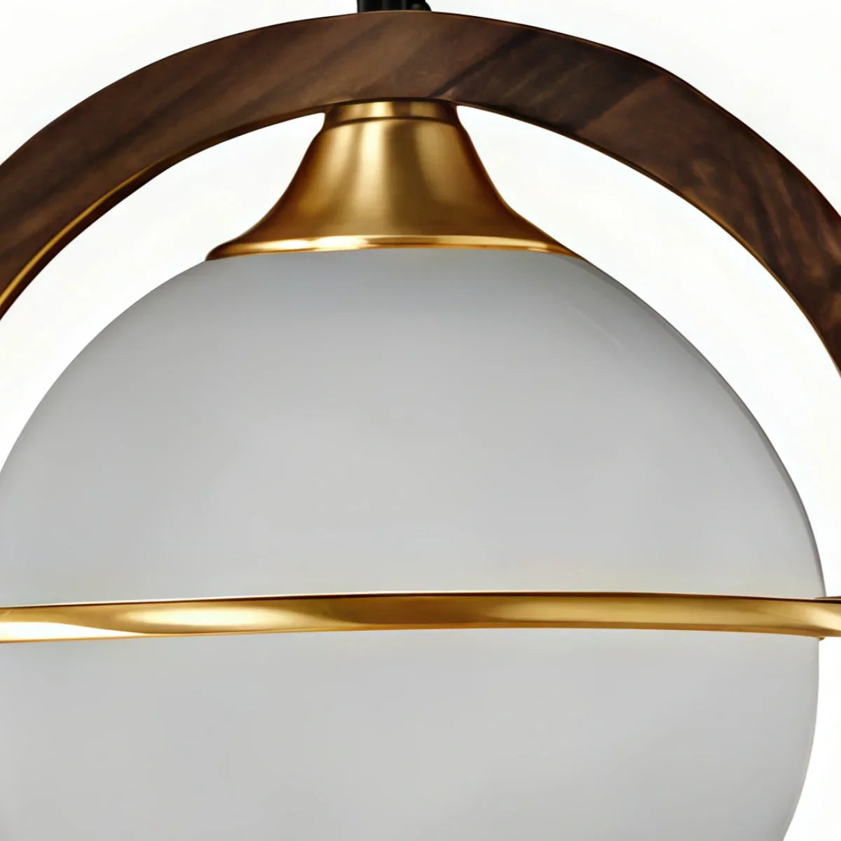 Modern Pendant Light — Wood & Acrylic Sphere with Metal Frame Dining Room - Flindria
