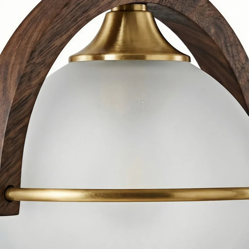 Modern Pendant Light — Wood & Acrylic Sphere with Metal Frame Dining Room - Flindria