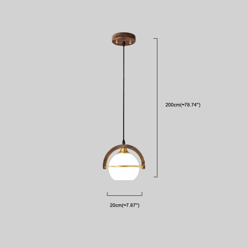 Modern Pendant Light — Wood & Acrylic Sphere with Metal Frame Dining Room - Flindria