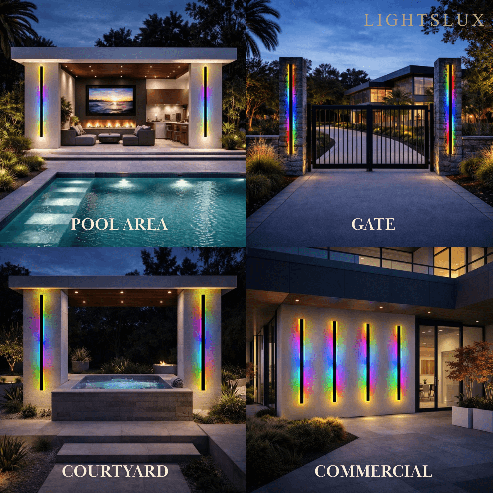 Modern Outdoor LED Wall Light (RGB) — Available in 8 Sizes - Flindria
