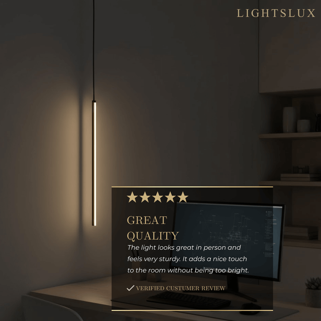 Minimalist Linear Pendant Light Black Metal Lamp for Bedroom - Flindria