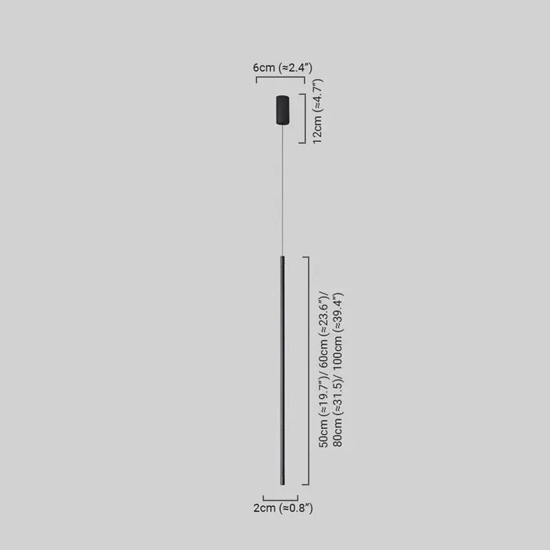 Minimalist Linear Pendant Light Black Metal Lamp for Bedroom - Flindria