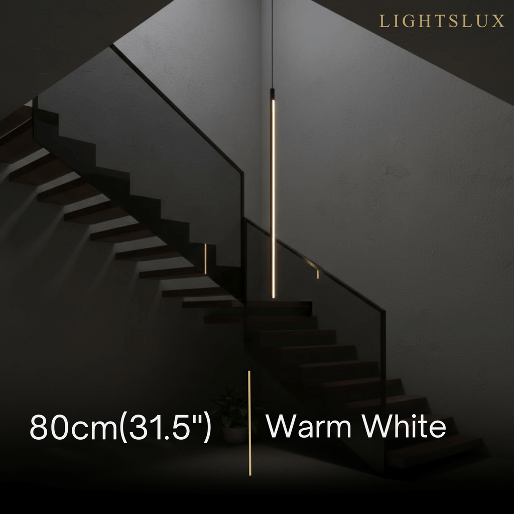 Minimalist Linear Pendant Light Black Metal Lamp for Bedroom - Flindria