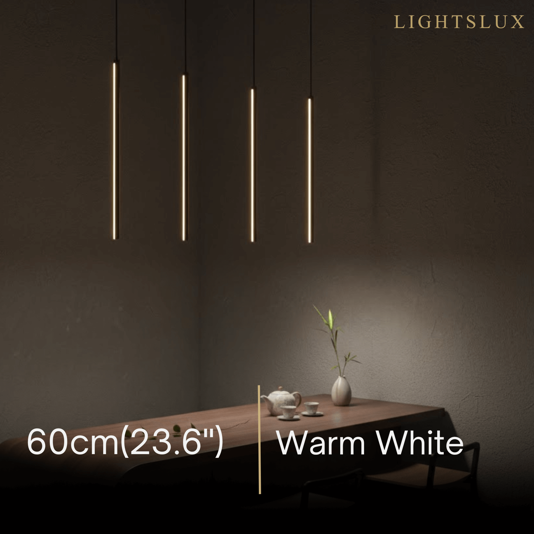 Minimalist Linear Pendant Light Black Metal Lamp for Bedroom - Flindria