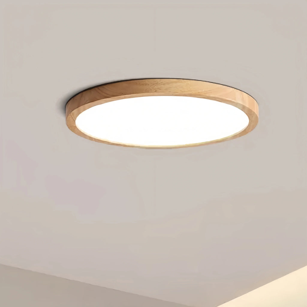 Wabi-sabi Modern Round Dimmable Ceiling Light – Wood/Acrylic for Living Room - Flindria