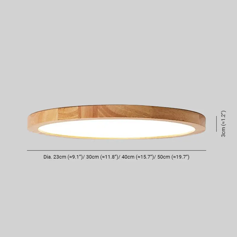 Wabi-sabi Modern Round Dimmable Ceiling Light – Wood/Acrylic for Living Room - Flindria