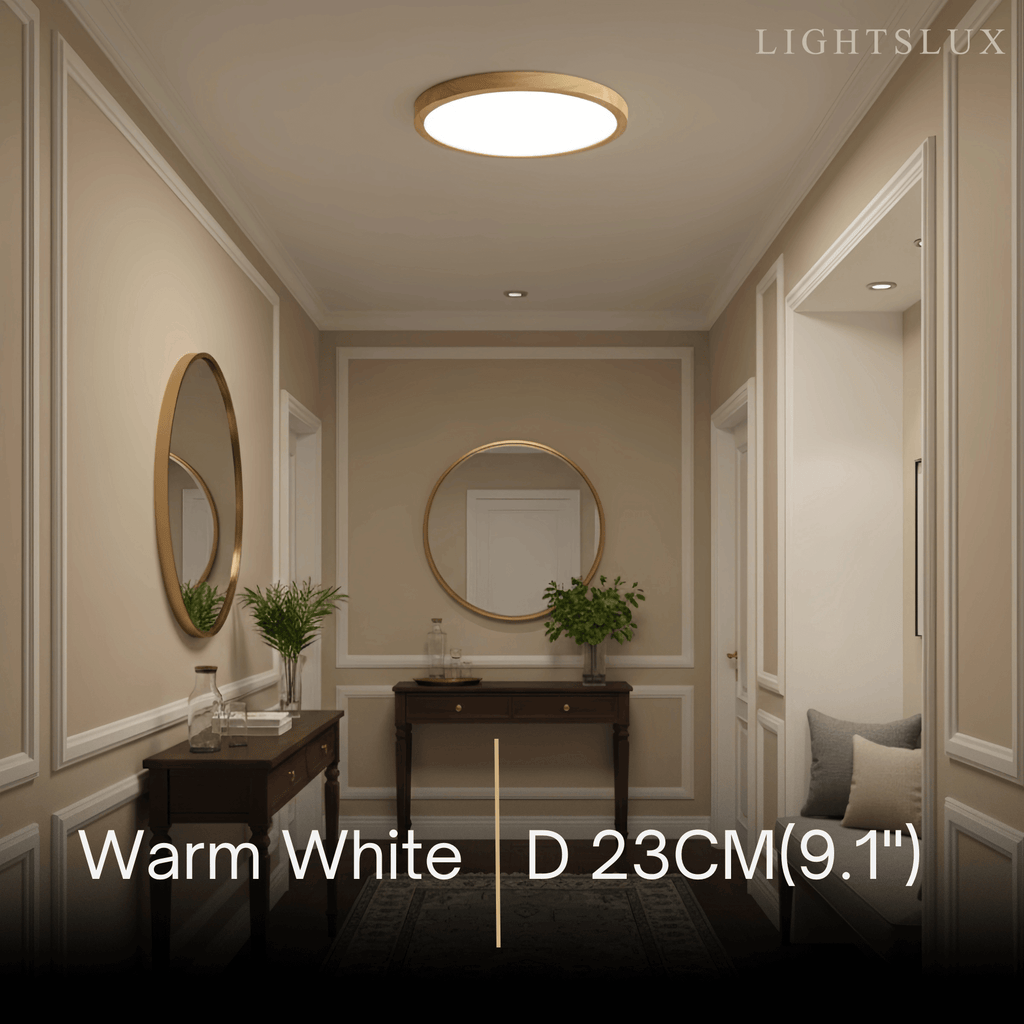 Wabi-sabi Modern Round Dimmable Ceiling Light – Wood/Acrylic for Living Room - Flindria