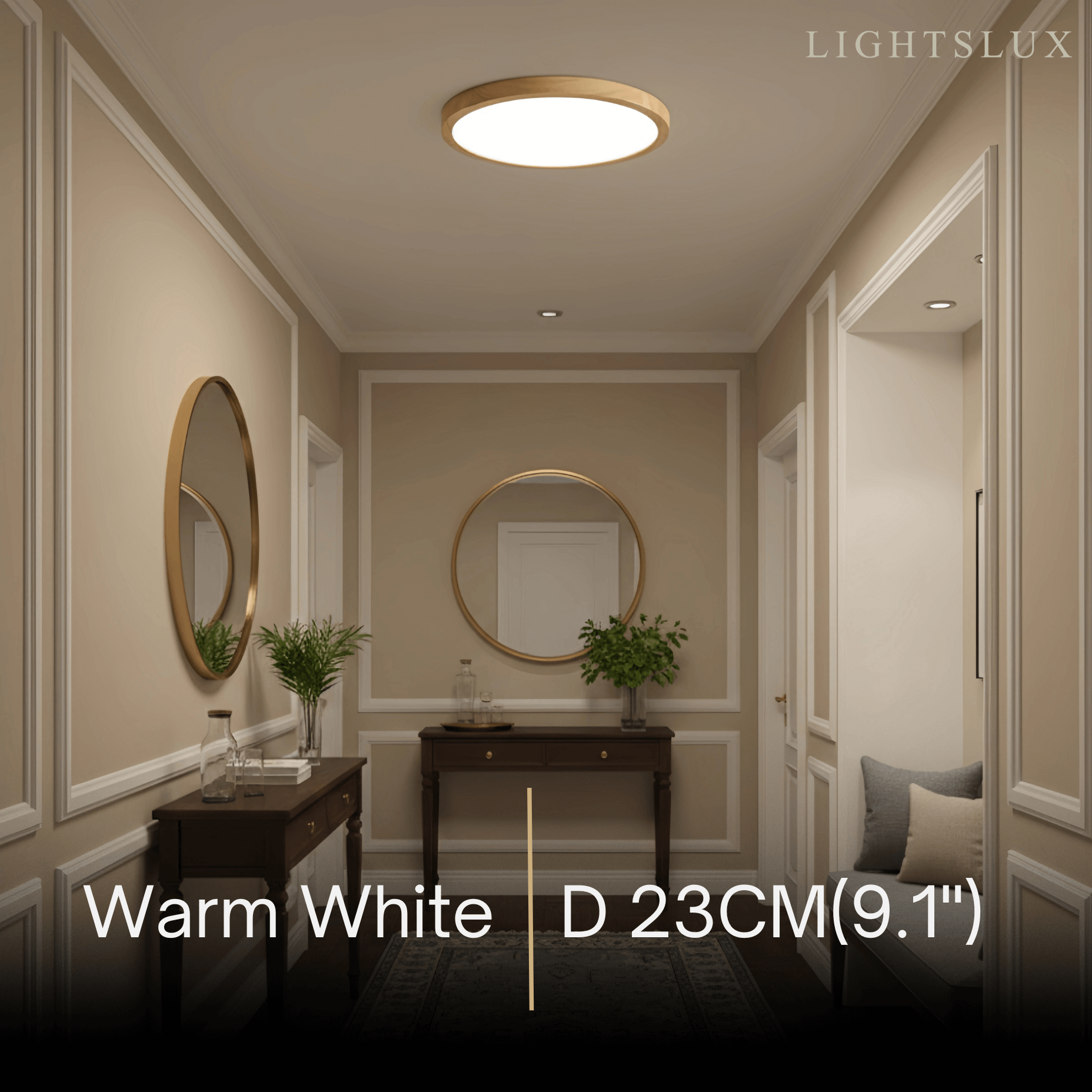 Wabi-sabi Modern Round Dimmable Ceiling Light – Wood/Acrylic for Living Room - Flindria