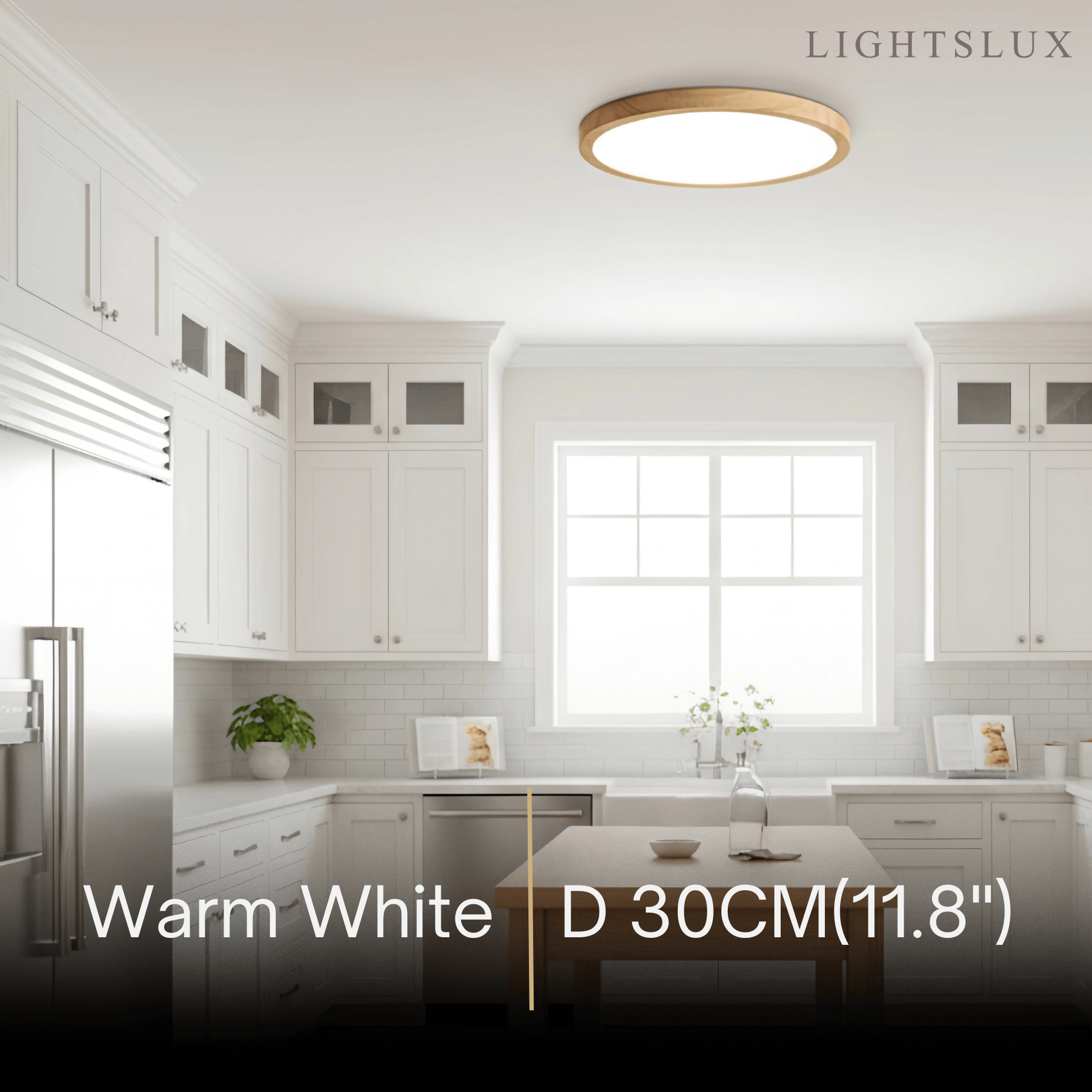 Wabi-sabi Modern Round Dimmable Ceiling Light – Wood/Acrylic for Living Room - Flindria