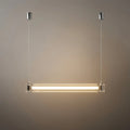 Minimalist Linear Pendant Light — Clear Glass & Metal for Living/Dining Room - Flindria
