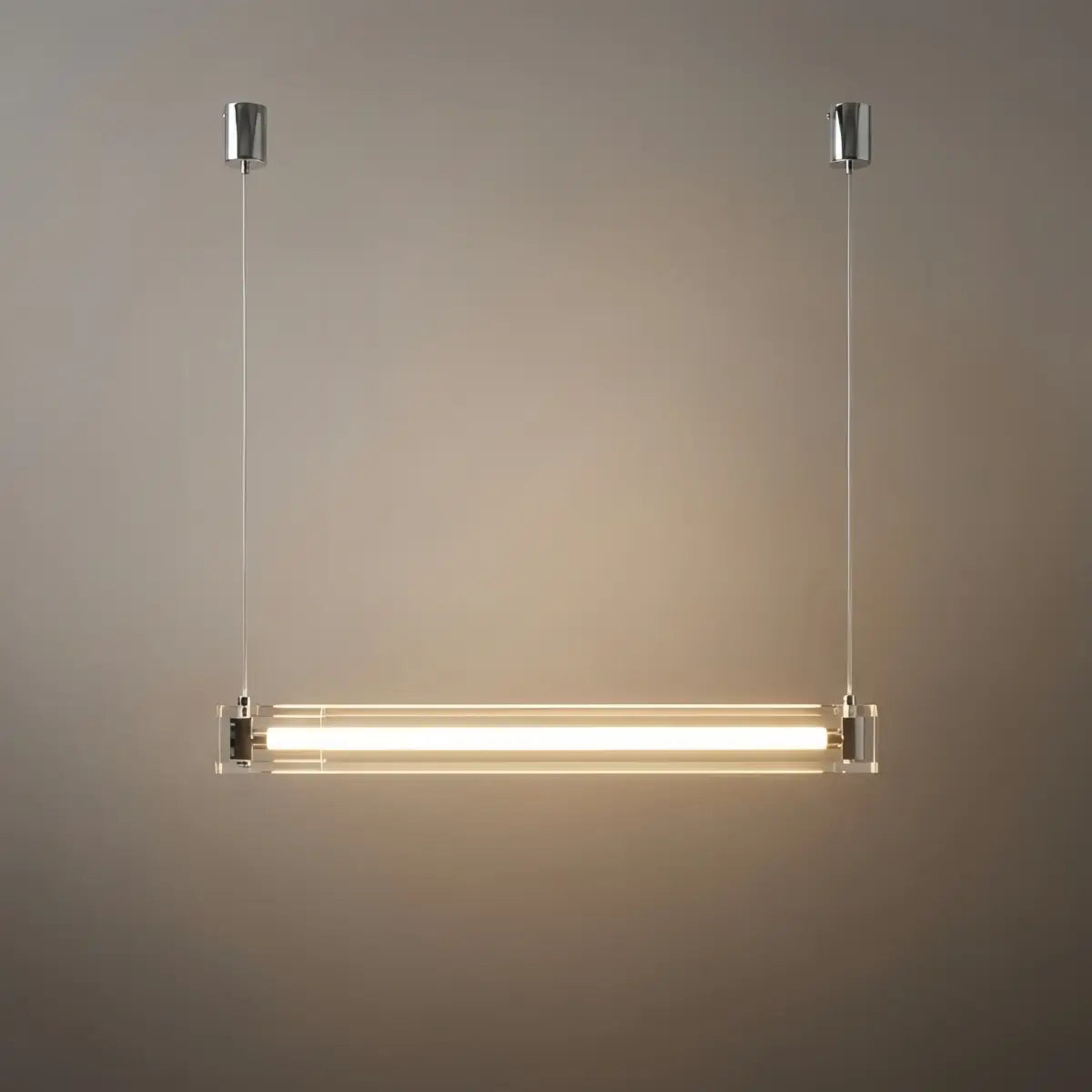 Minimalist Linear Pendant Light — Clear Glass & Metal for Living/Dining Room - Flindria