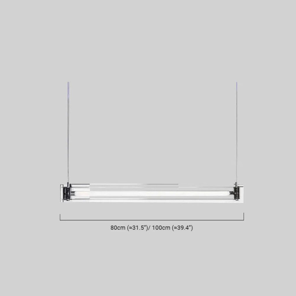 Minimalist Linear Pendant Light — Clear Glass & Metal for Living/Dining Room - Flindria