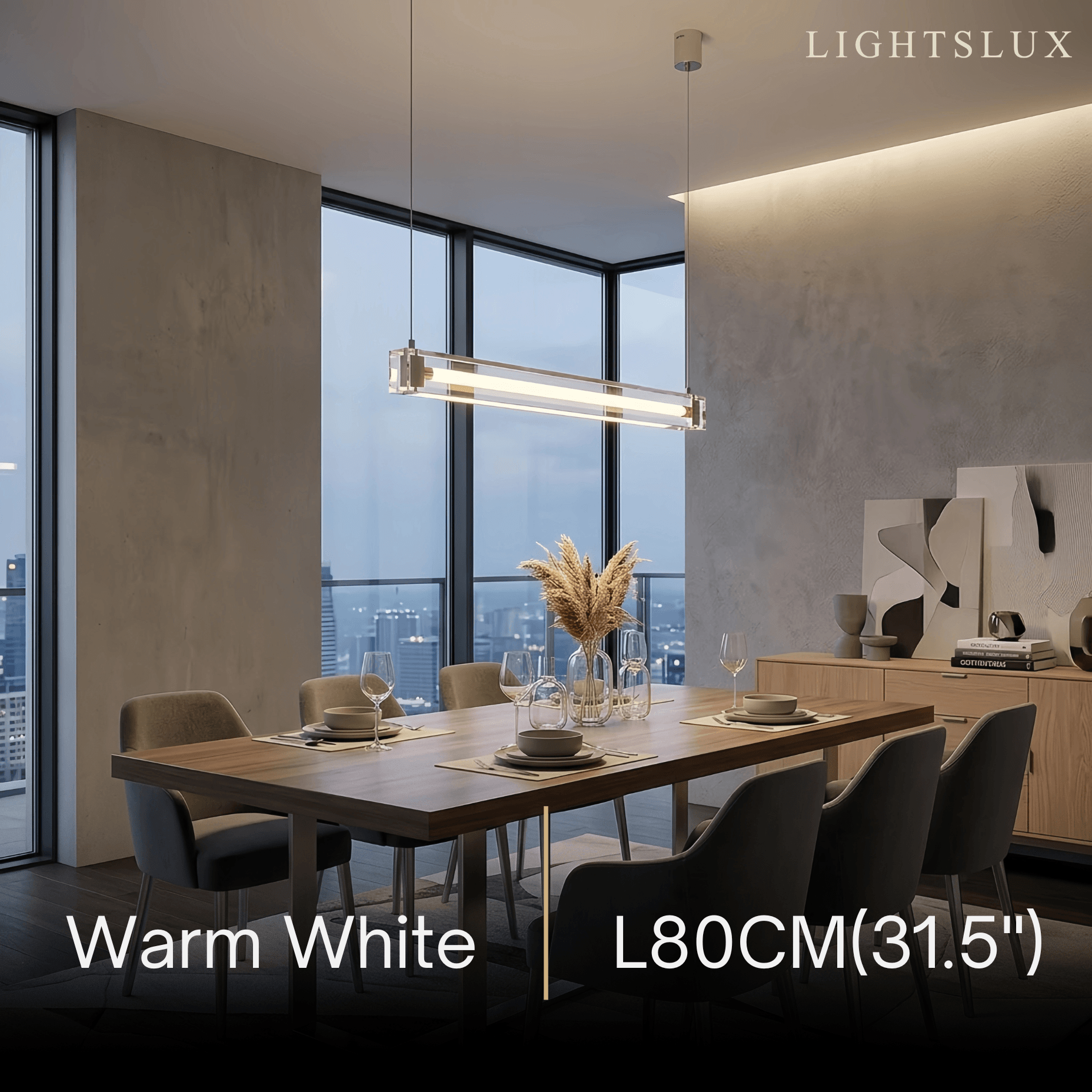 Minimalist Linear Pendant Light — Clear Glass & Metal for Living/Dining Room - Flindria
