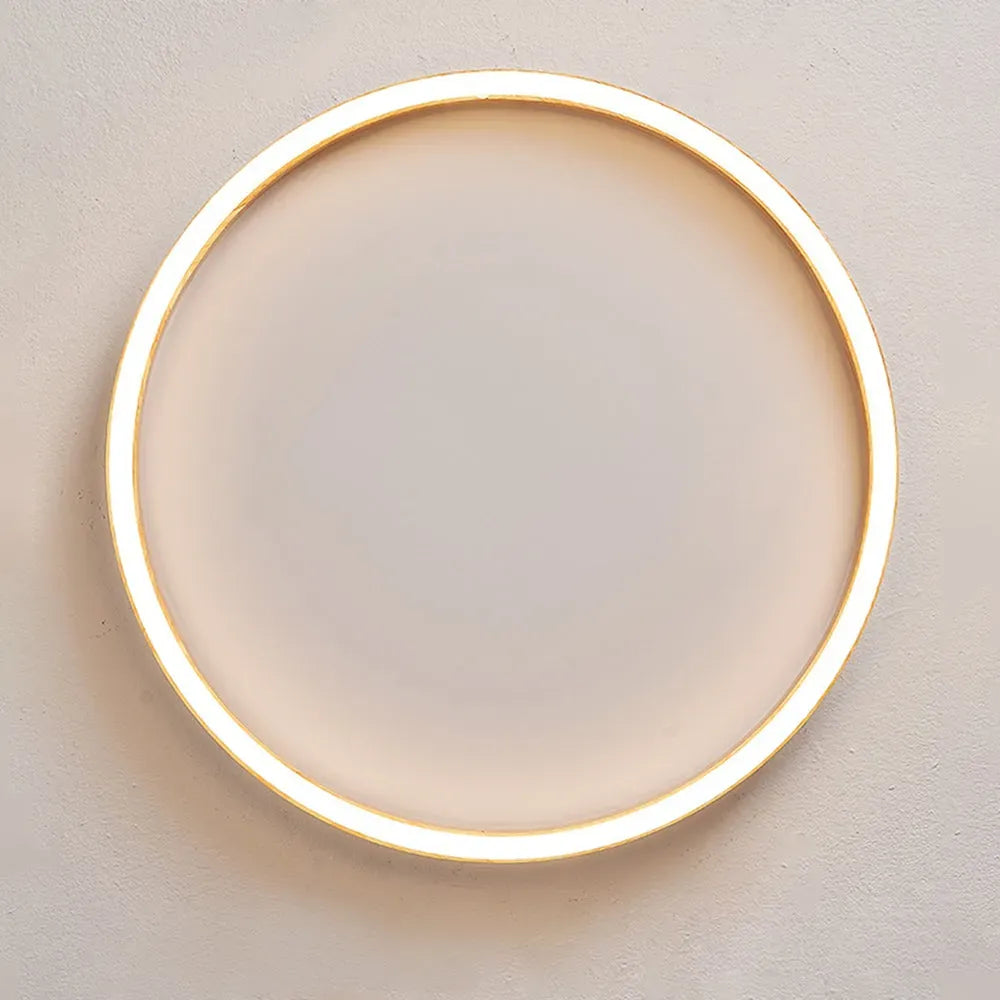 Minimalist Ring Dimmable Flush Mount Ceiling Light – Wood & Acrylic for Bedroom - Flindria