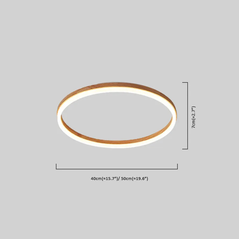 Minimalist Ring Dimmable Flush Mount Ceiling Light – Wood & Acrylic for Bedroom - Flindria