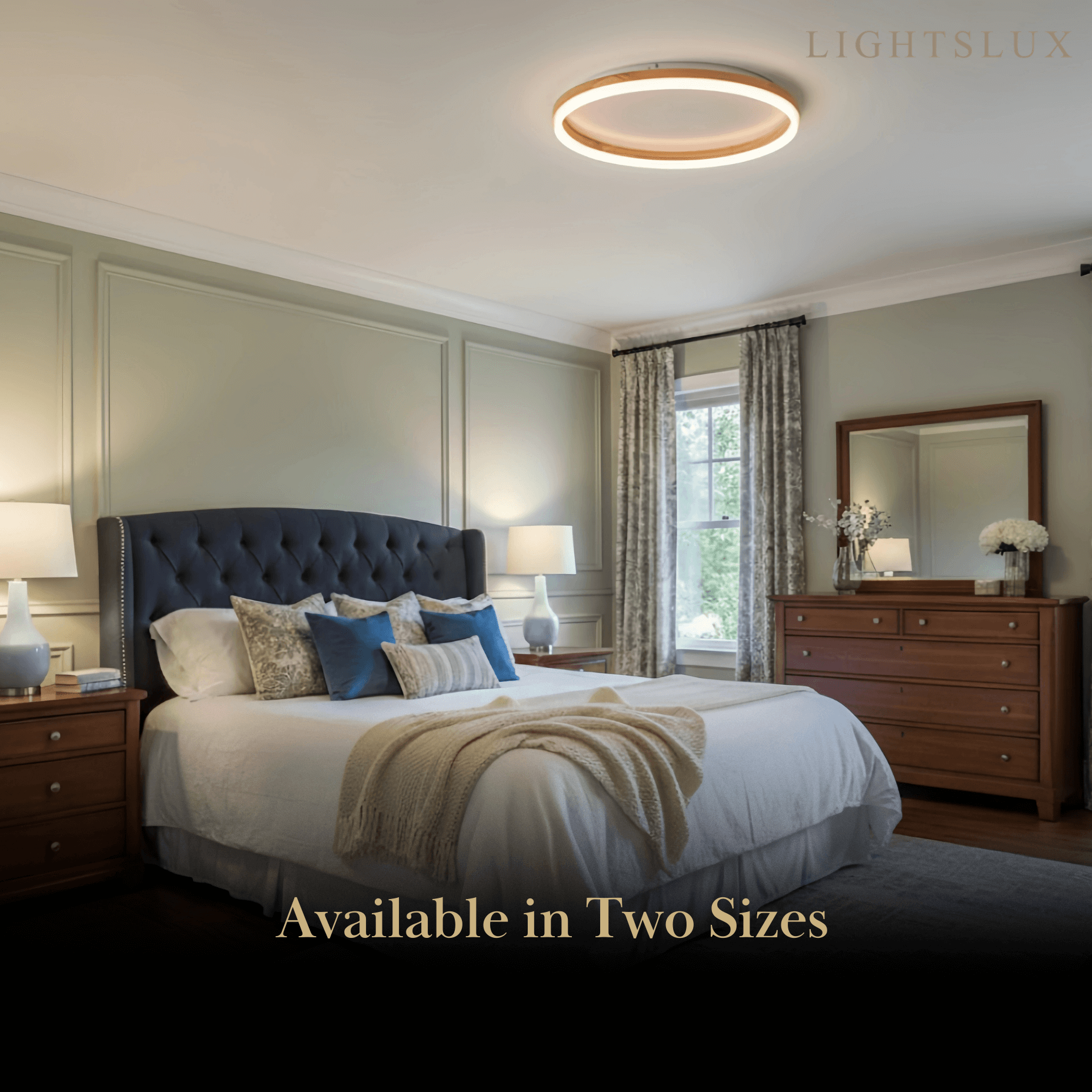 Minimalist Ring Dimmable Flush Mount Ceiling Light – Wood & Acrylic for Bedroom - Flindria